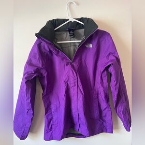 The North Face Women’s Purple Rain Jacket Windbreaker with Fold Up Hoody Size XL